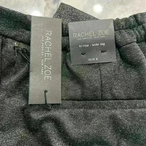 NWT Rachel Zoe High Rise Wide Leg Black Metallic Dress Pant Size 6 - Picture 6 of 6